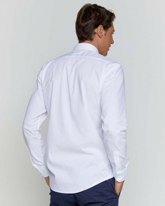 Ανδρικό μακρυμάνικο πουκάμισο με ιταλικό γιακά, Velilla, Batu-405009, WHITE