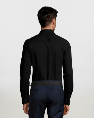 Ανδρικό μακρυμάνικο ελαστικό πουκάμισο Sols, Blake Men-01426, BLACK