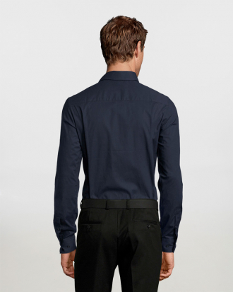 Ανδρικό μακρυμάνικο ελαστικό πουκάμισο Sols, Blake Men-01426, DARK BLUE