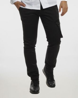 Παντελόνι chino σε μαύρο χρώμα από ελαστική καμπαρντίνα, Break-325.1.23, ΜΑΥΡΟ