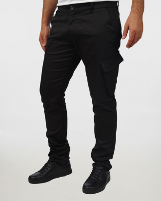 Παντελόνι chino σε μαύρο χρώμα από ελαστική καμπαρντίνα, Break-325.1.23, ΜΑΥΡΟ