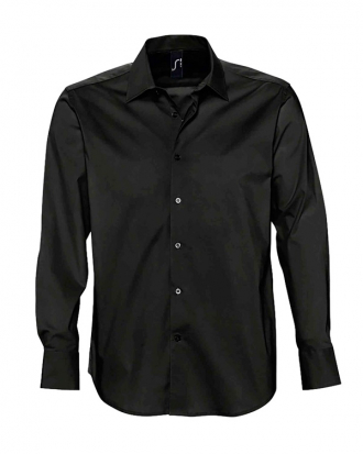 Ανδρικό μακρυμάνικο stretch πουκάμισο Sols, Brighton-17000, BLACK