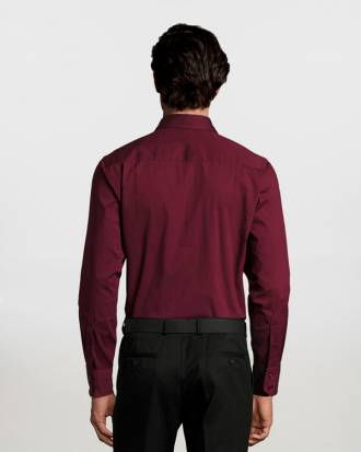Ανδρικό μακρυμάνικο stretch πουκάμισο Sols, Brighton-17000, MEDIUM BURGUNDY