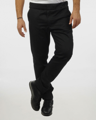 Παντελόνι chino με λάστιχο και velcro στη μέση, Bryan-316.20, ΜΑΥΡΟ