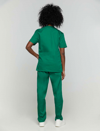 Unisex σετ, (Scrub) μπλούζα με λαιμό βε και παντελόνι με ελαστική μέση και τσέπη πίσω, Velilla,  CamiNera, GREEN