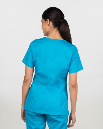 Γυναικεία μπλούζα με λαιμό βε από σύμμικτη καμπαρντίνα, Cassandra-2033.17, ΜΠΛΕ ΟΙΝΟΠΝΕΥΜΑΤΟΣ