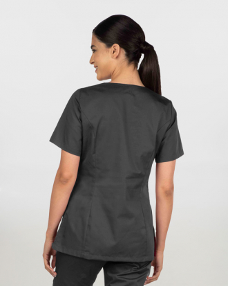 Γυναικεία μπλούζα με λαιμό βε από σύμμικτη καμπαρντίνα, Cassandra-2033.17, ΣΚΟΥΡΟ ΓΚΡΙ