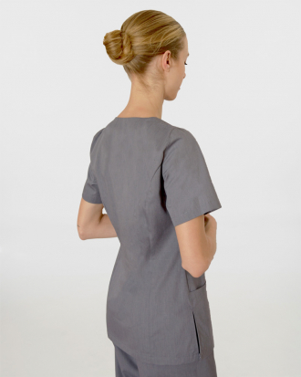 Γυναικεία μπλούζα με λαιμό βε από σύμμικτη καμπαρντίνα, Cassandra-2033.17, GREY MELANGE-903CD