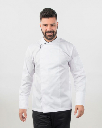 Σακάκι chef με beltholder και διάτρητη πλάτη, DEXTER-1116.17, ΛΕΥΚΟ/ΜΑΥΡΟ