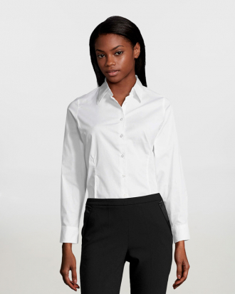 Γυναικείο μακρυμάνικο stretch πουκάμισο Sols, Eden-17015, WHITE