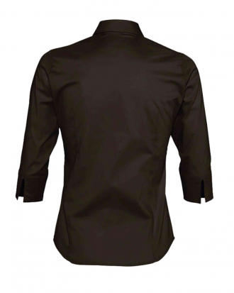 Γυναικείο stretch πουκάμισο με μανίκια τρία τέταρτα Sols, Effect-17010, DARK BROWN