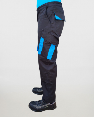 Άνετο παντελόνι εργασίας με πολλαπλές τσέπες αποθήκευσης, The Uniform Company, Extreme Uniform-3512, ΜΑΥΡΟ-ΤΙΡΚΟΥΑΖ