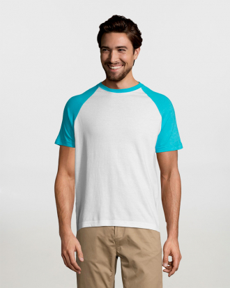 Ανδρικό T-shirt δίχρωμο, Sols, Funky-11190, WHITE/ATOLL BLUE