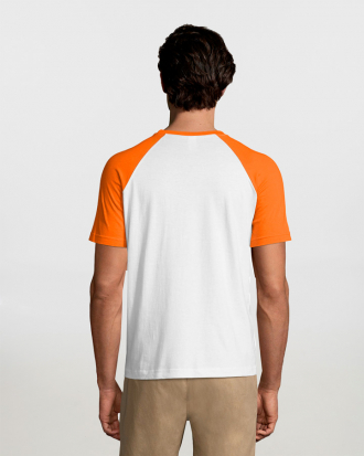 Ανδρικό T-shirt δίχρωμο, Sols, Funky-11190, WHITE/ORANGE
