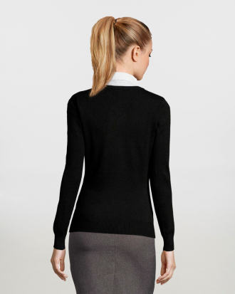 Γυναικείο πουλόβερ με λαιμόκοψη τύπου «V» Sol’s, Galaxy Women-90010, ΜΑΥΡΟ