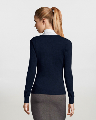 Γυναικείο πουλόβερ με λαιμόκοψη τύπου «V» Sol’s, Galaxy Women-90010, ΜΠΛΕ ΣΚΟΥΡΟ