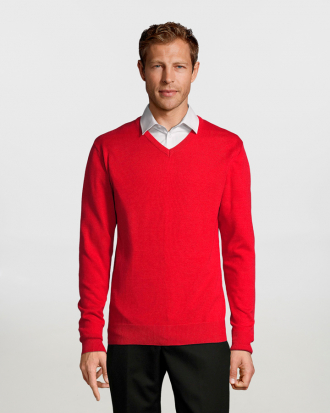 Ανδρικό πουλόβερ με λαιμόκοψη τύπου «V» Sol’s, Galaxy Men-90000, RED