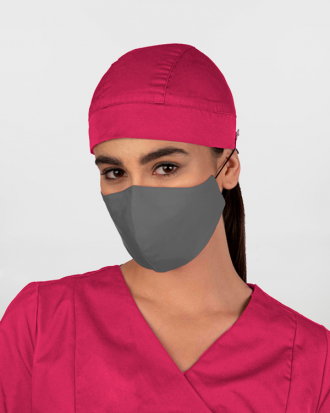 Ιατρικό Unisex σκουφάκι, με κουμπιά στήριξης μάσκας, Hover-407, ΦΟΥΞΙΑ