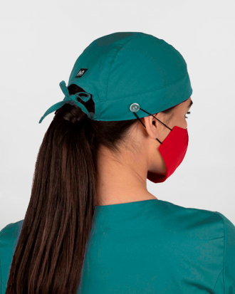 Ιατρικό Unisex σκουφάκι, με κουμπιά στήριξης μάσκας, Hover-407, ΠΡΑΣΙΝΟ-ΧΕΙΡΟΥΡΓ.