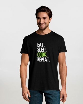 Unisex t-shirt Eat Sleep Cook Repeat, Ayo, ESCR-022C, BLACK