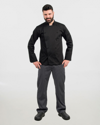 Σακάκι μάγειρα/σεφ unisex με ντυμένο κουμπί, 1123.20-JEFF, ΜΑΥΡΟ