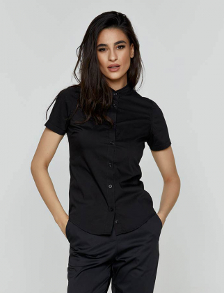 Γυναικείο ΜΑΟ stretch πουκάμισο κοντό μανίκι Velilla, Malla-405014S, BLACK