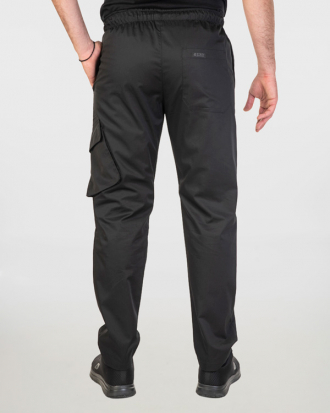 Unisex παντελόνι με τέσσερις τσέπες από σύμμεικτη καμπαρντίνα, Mante-322.2.17, ΜΑΥΡΟ