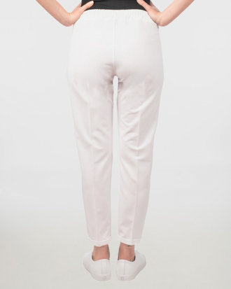 Παντελόνι γυναικείο αστραγάλου 4-way stretch με ελαστική μέση, Mea-367.16, 05-0106/062-WHITE