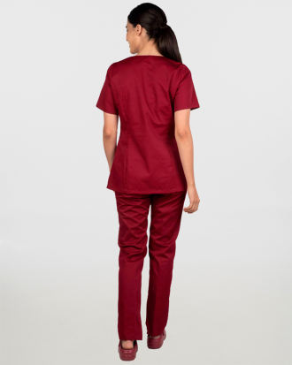 Γυναικείο σετ, μπλούζα και παντελόνι με ελαστική μέση σε μπορντό χρώμα,MONDAI
