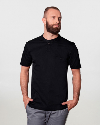 Ανδρική μπλούζα σε γραμμή Slim Fit, με κοντό μανίκι, συνθετική Karlowsky, PERFORMANCE MEN-TM5, ΜΑΥΡΟ
