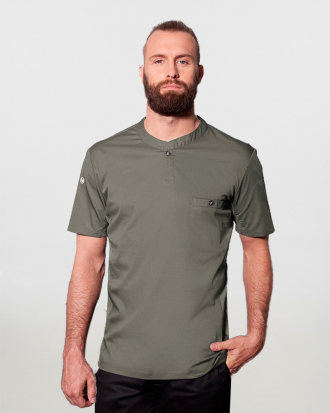 Ανδρική μπλούζα σε γραμμή Slim Fit, με κοντό μανίκι, συνθετική Karlowsky, PERFORMANCE MEN-TM5, SAGE