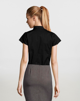 Γυναικείο κοντομάνικο stretch πουκάμισο Sols, Excess-17020, BLACK