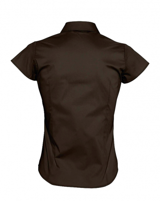Γυναικείο κοντομάνικο stretch πουκάμισο Sols, Excess-17020, DARK BROWN