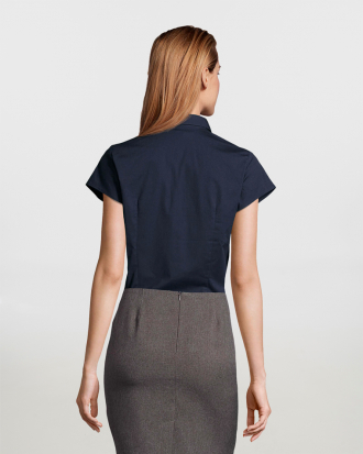 Γυναικείο κοντομάνικο stretch πουκάμισο Sols, Excess-17020, DARK BLUE