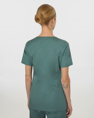 Γυναικεία μπλούζα με λαιμό βε από σύμμικτη καμπαρντίνα, Cassandra-2033.17, SAGE GREEN -500