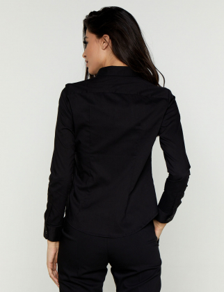 Γυναικείο μακρυμάνικο stretch πουκάμισο, Velilla, Tada-405002, BLACK