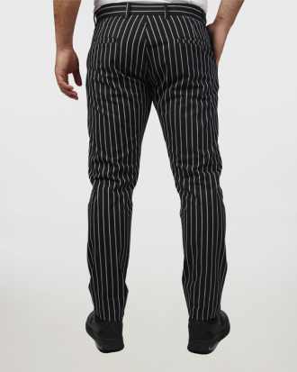 Παντελόνι chino μαύρο με λευκή ρίγα από σύμμεικτη καμπαρντίνα, Unit-325.20, ΡΙΓΕ ΜΑΥΡΟ/ΛΕΥΚΟ