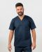 Unisex μπλούζα με λαιμό βε από σύμμικτη καμπαρντίνα, Newton-103.17, ΜΠΛΕ ΣΚΟΥΡΟ